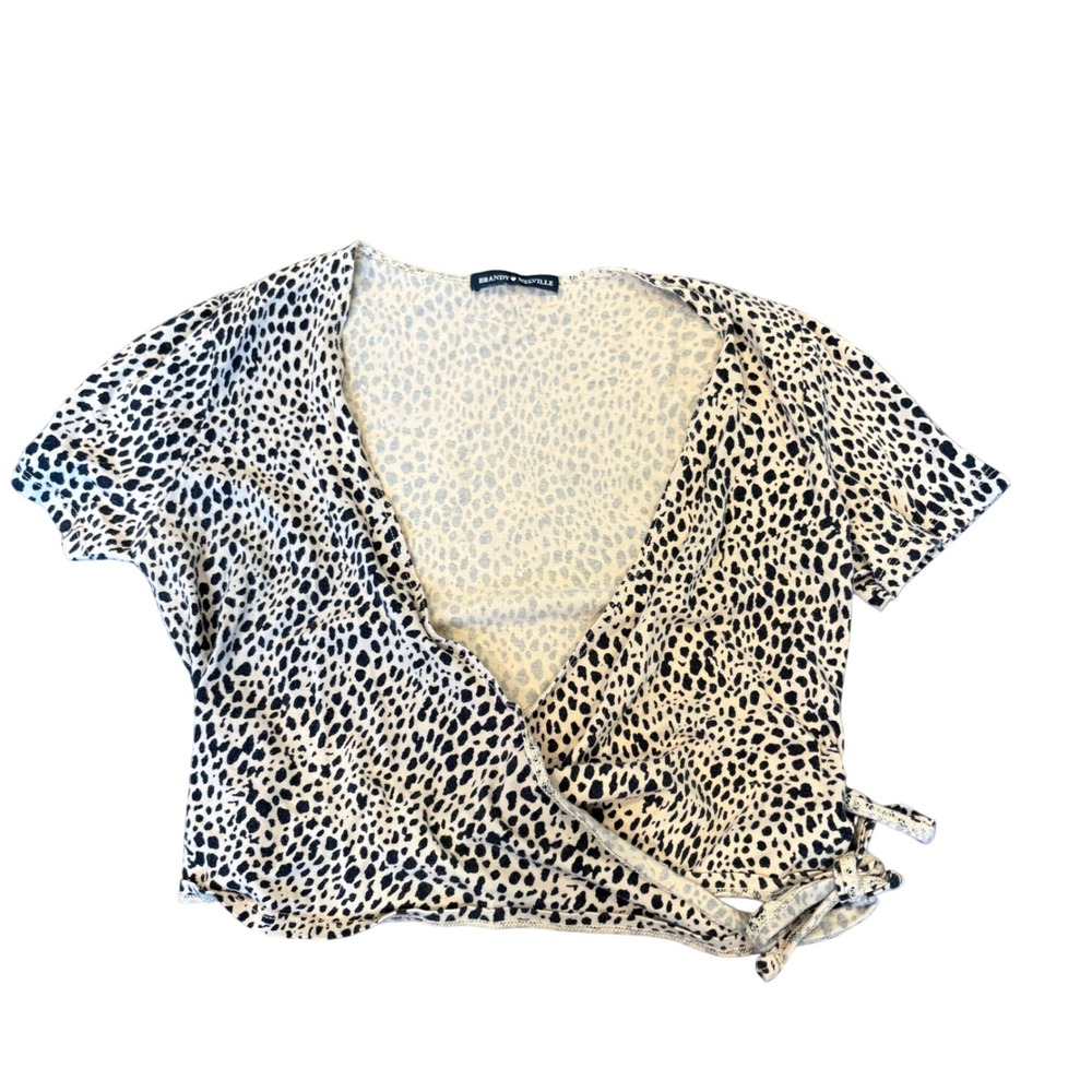 Brandy Melville Leopard Rae Wrap Crop Top Coquette Indie Sleaze One Size Y2K